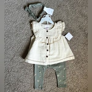 NWT Shabby Chic 3-6m baby girl matching floral set with headband